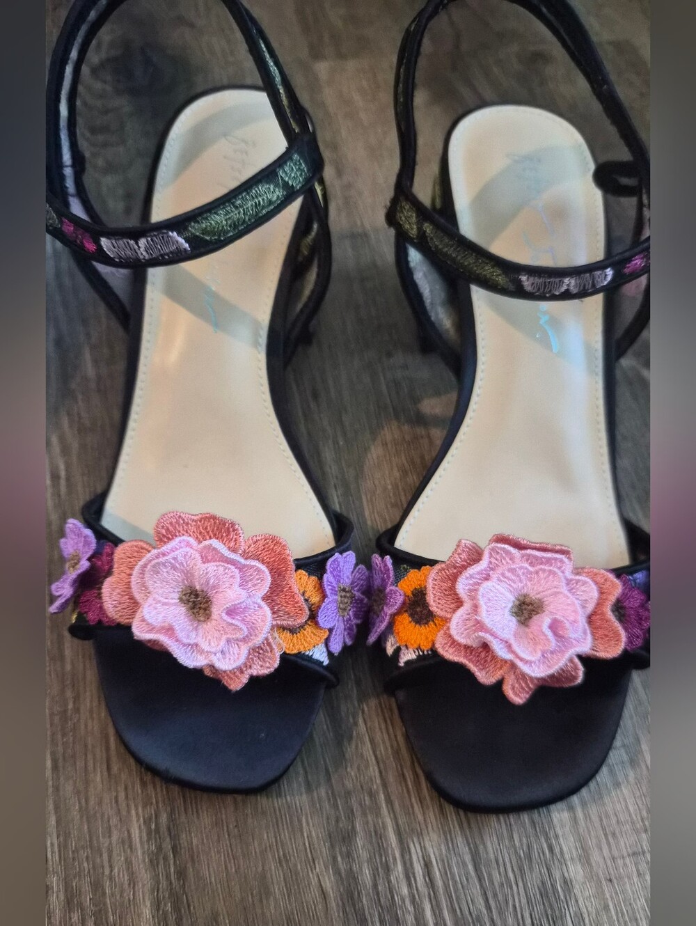 Betsey Johnson Black Floral Heels
